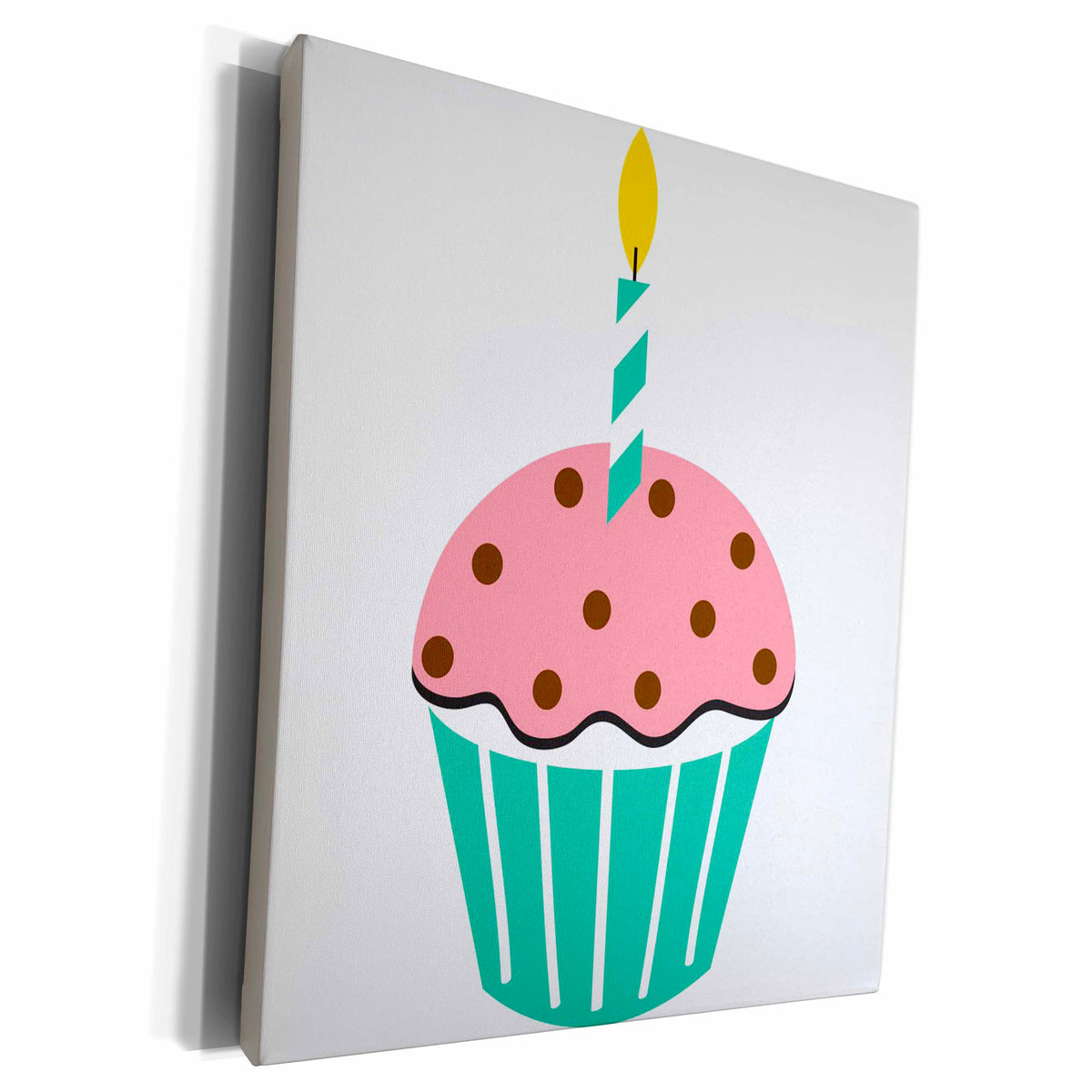 3dRose Chocolate Peppermint Cupcake Cartoon - Museum Grade Canvas Wrap (cw_165471)