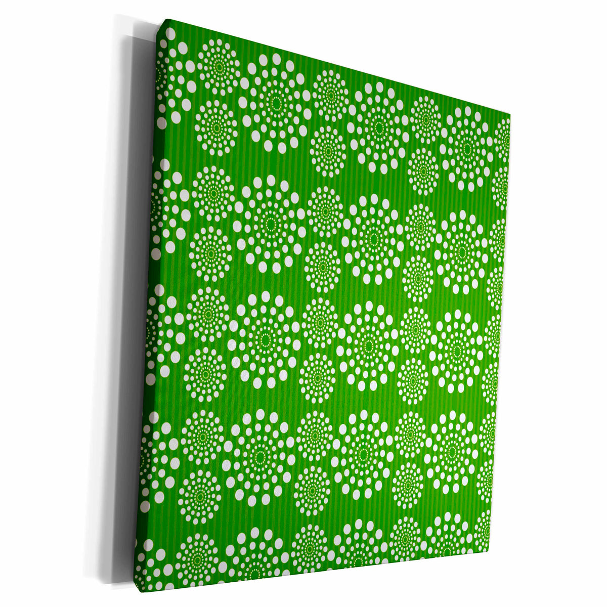 3dRose Retro Green and White Dot Circles Pattern - Museum Grade Canvas Wrap (cw_169373)