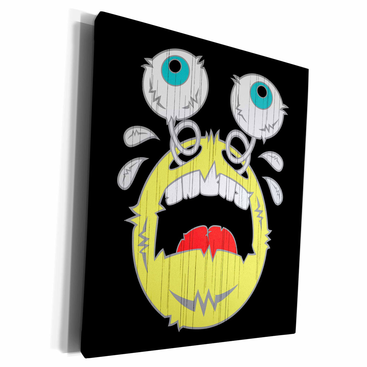 3dRose emoticon, distressed image, freakin crying, gray... - Museum Grade Canvas Wrap (cw_173494)