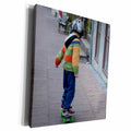 3dRose CHILD ON SKATEBOARD, WITH HELMUT - Museum Grade Canvas Wrap (cw_173627)