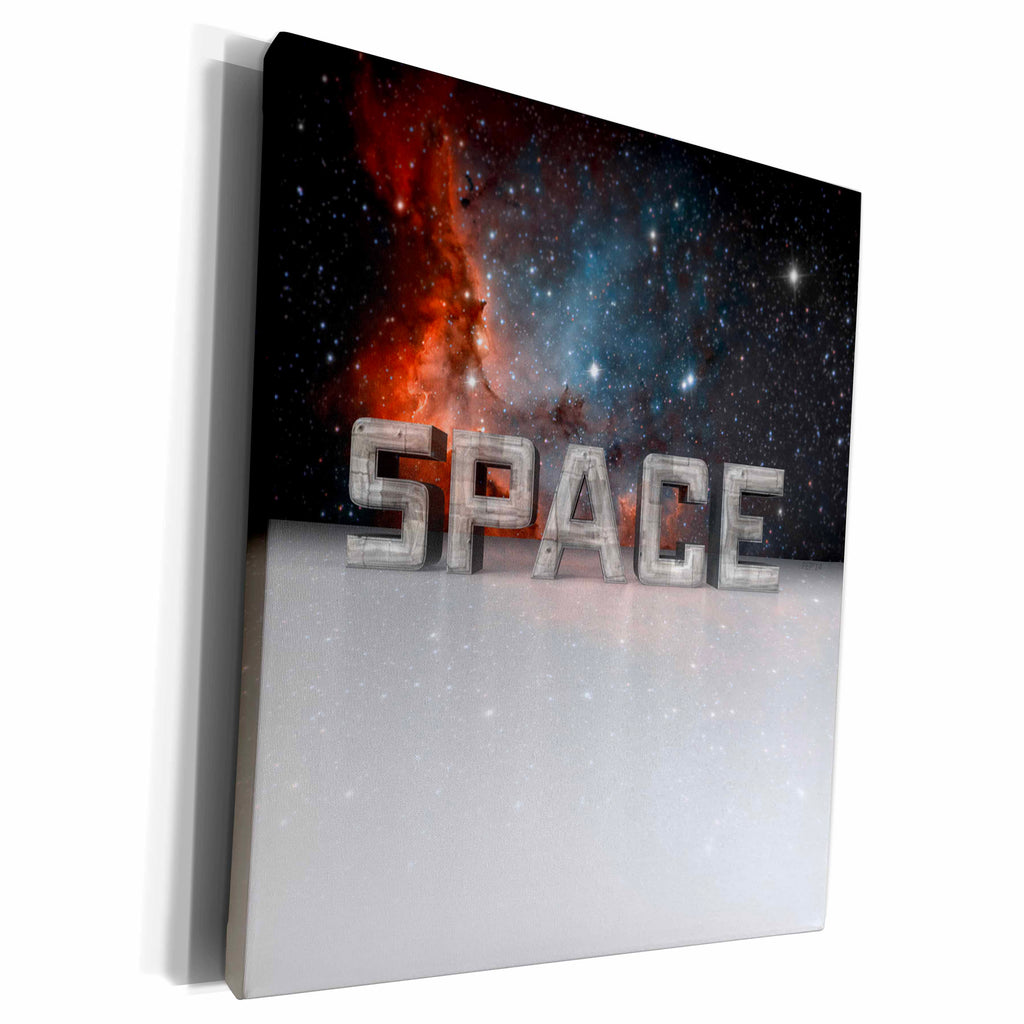 3dRose Space - oversized 3D space text with reflections and... - Museum Grade Canvas Wrap (cw_173737)