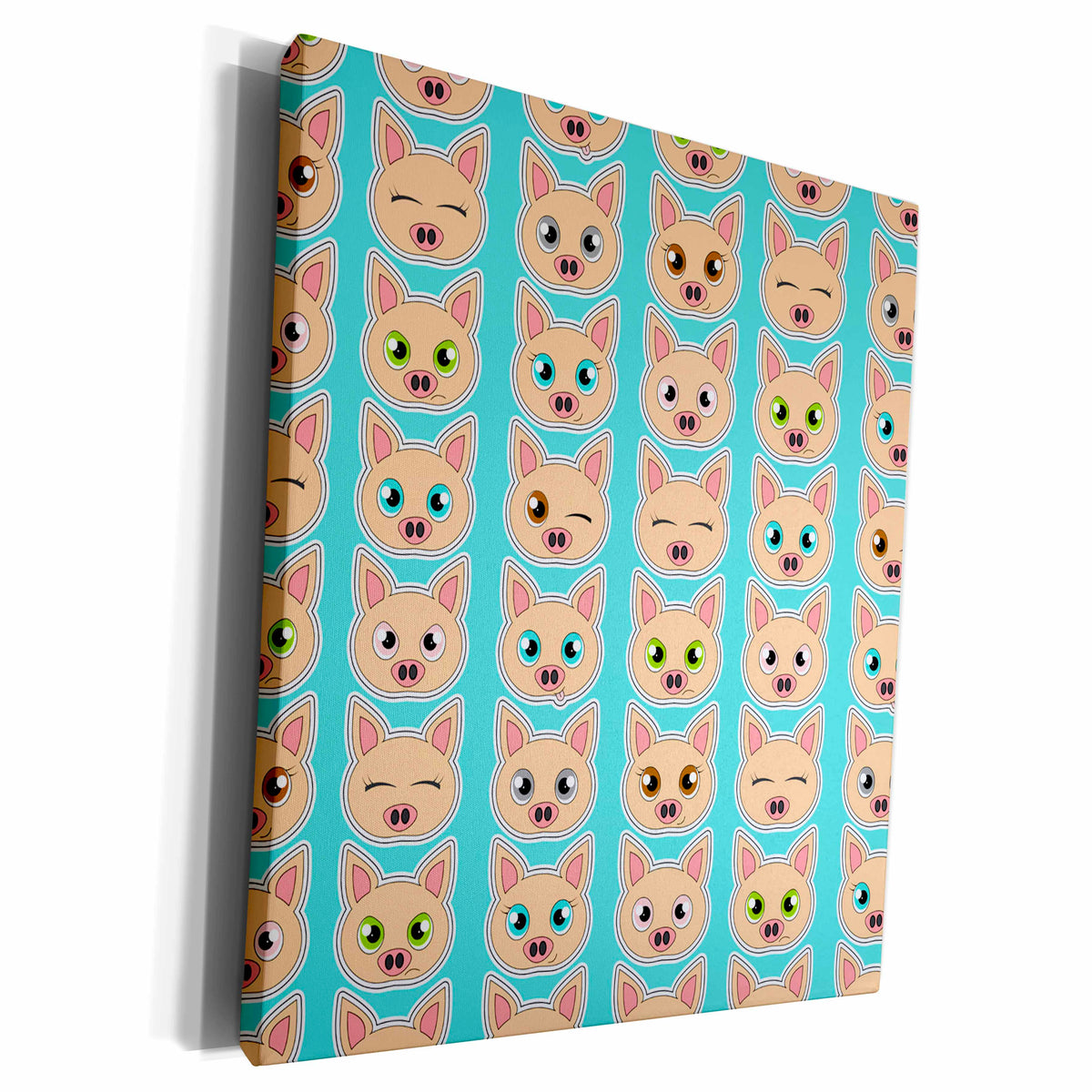 3dRose Cute Pig Expressions Blue - Museum Grade Canvas Wrap (cw_175380)