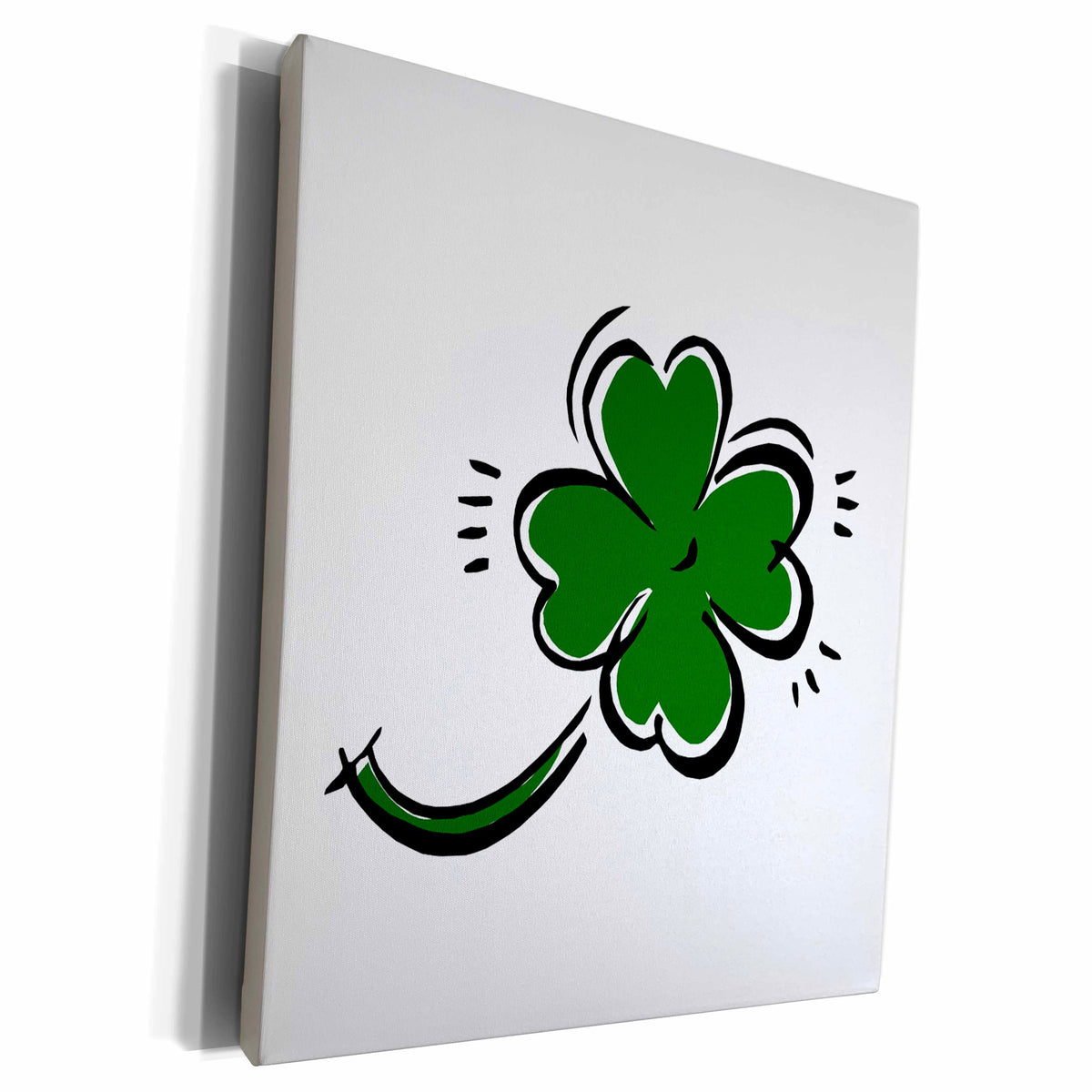3dRose sketchy four leaf green clover st patrick - Museum Grade Canvas Wrap (cw_175528)