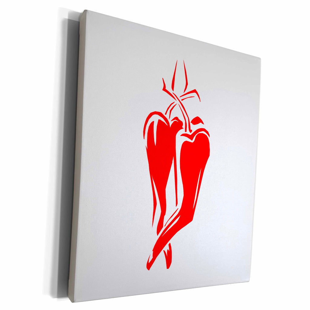3dRose red chili pepper two dancing abstract - Museum Grade Canvas Wrap (cw_175659)