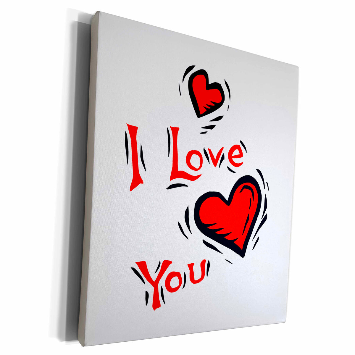 3dRose hearts I love you text design valentine - Museum Grade Canvas Wrap (cw_175806)