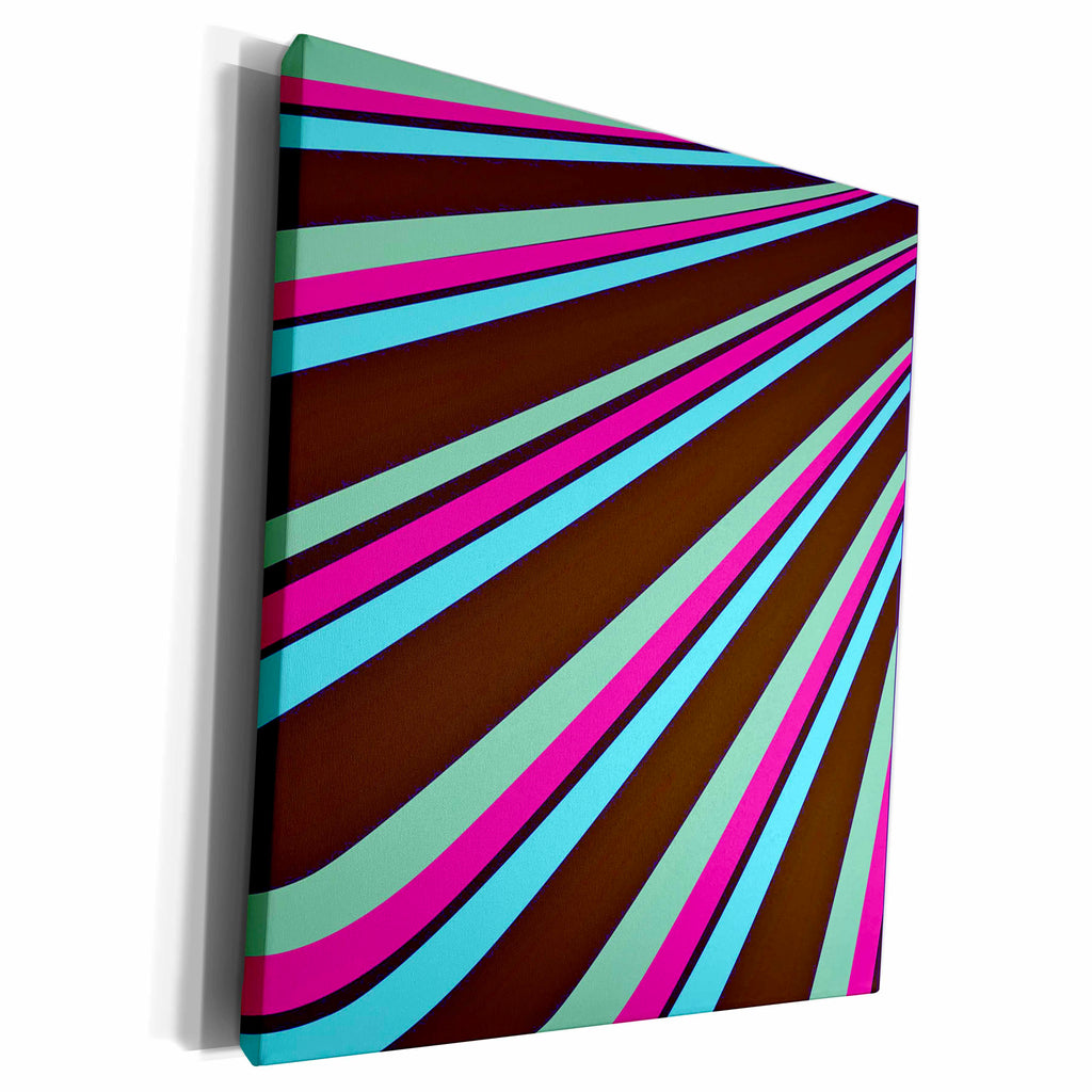 3dRose Blue, Pink, Brown Approaching Stripes - Museum Grade Canvas Wrap (cw_176975)