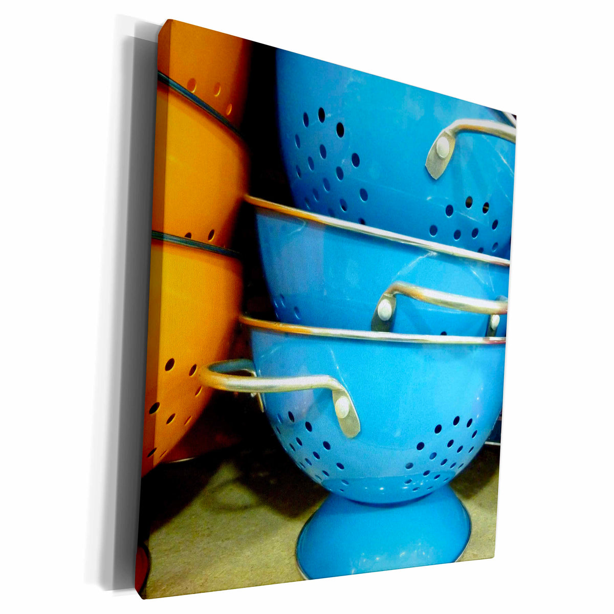 3dRose Florene Designer Texture - kitchen Blue - Museum Grade Canvas Wrap (cw_17734)