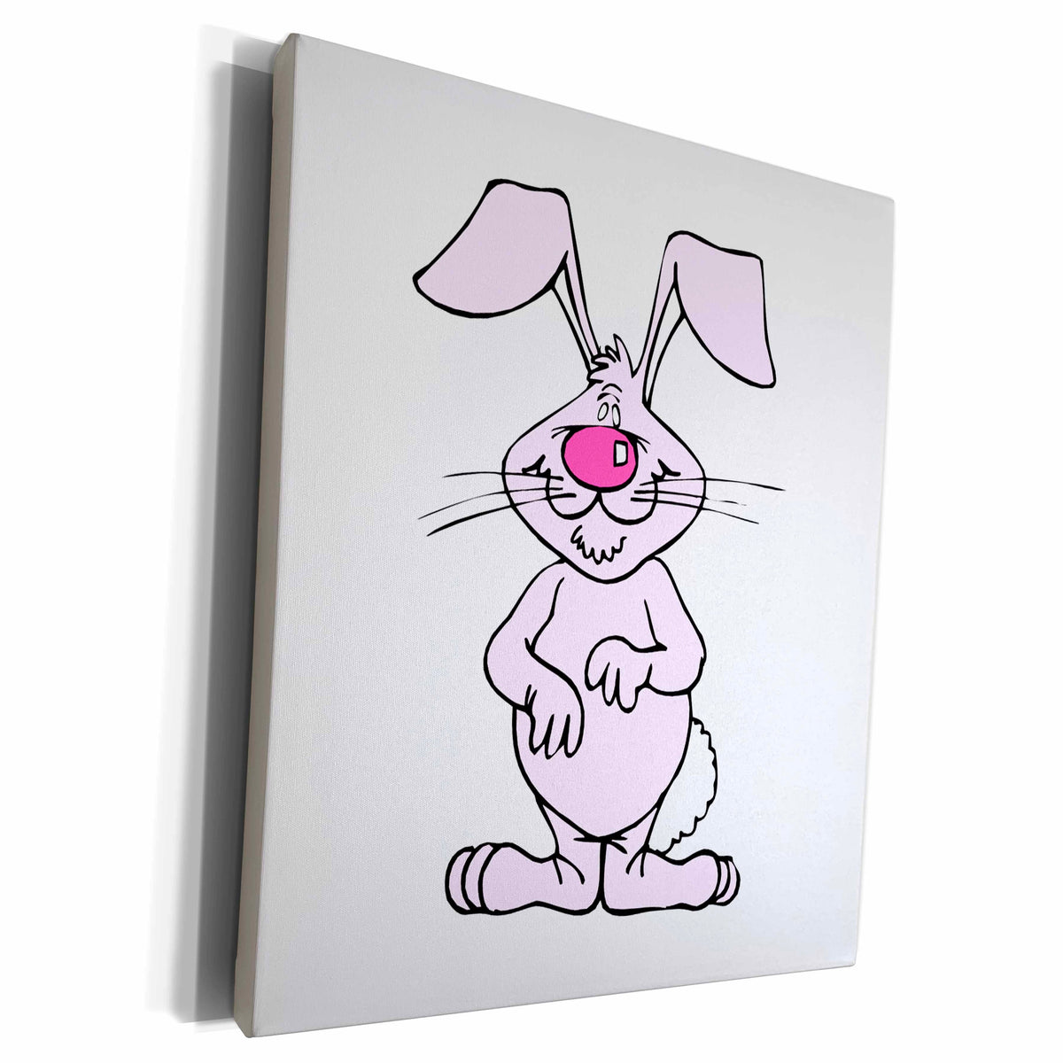 3dRose big pink happy silly rabbit - Museum Grade Canvas Wrap (cw_178193)