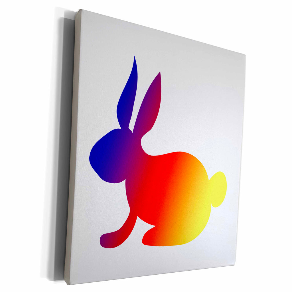 3dRose rainbow gradient side bunny - Museum Grade Canvas Wrap (cw_178292)