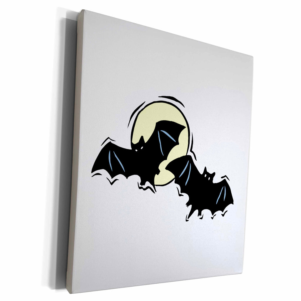 3dRose two black bats moon - Museum Grade Canvas Wrap (cw_178393)