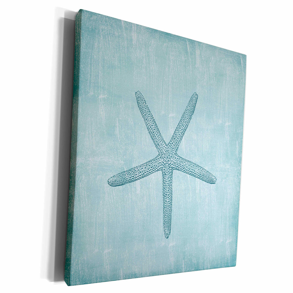 3dRose PS Beach - Aqua Starfish Abstract beach theme - Museum Grade Canvas Wrap (cw_178911)