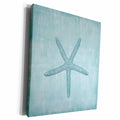 3dRose PS Beach - Aqua Starfish Abstract beach theme - Museum Grade Canvas Wrap (cw_178911)