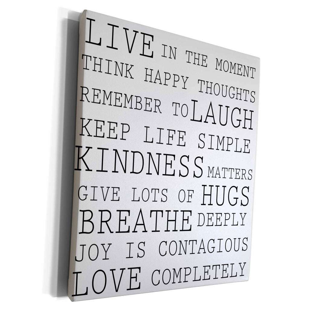 3dRose Inspirational Words Black and White Text - Museum Grade Canvas Wrap (cw_179040)
