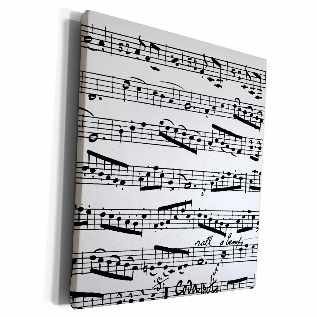 3dRose Music Notes pattern - Black and white piano sheet... - Museum Grade Canvas Wrap (cw_179702)