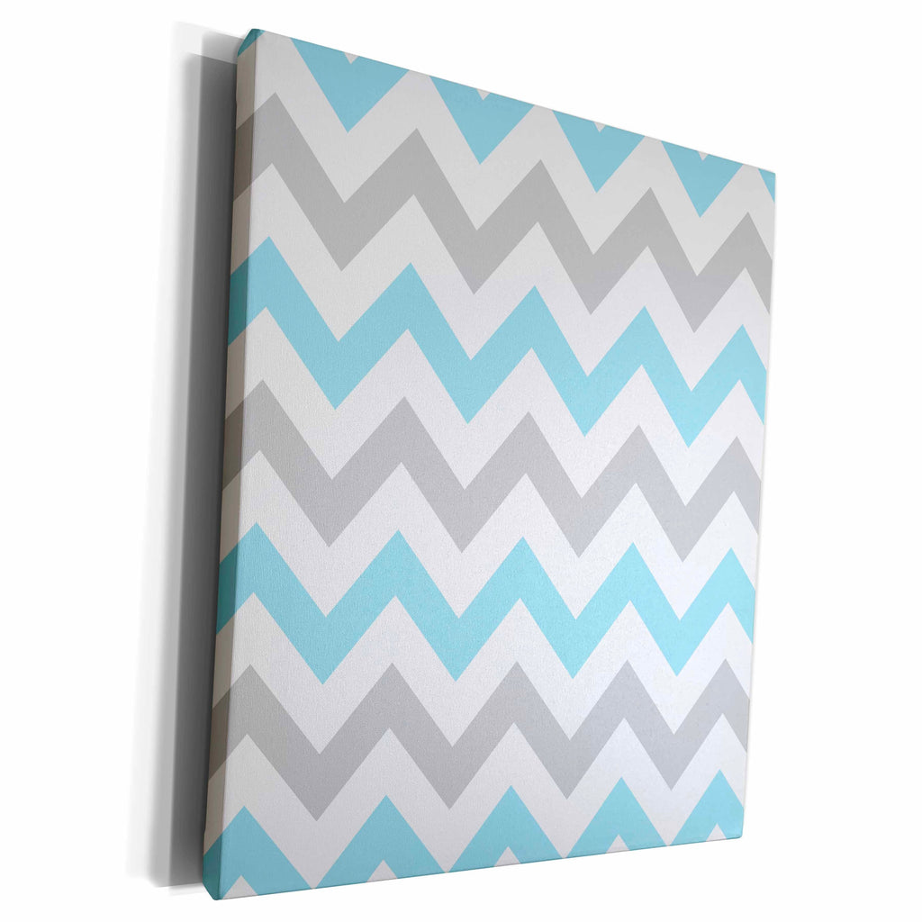 3dRose Gray and baby blue Chevron zig zag pattern - stylish... - Museum Grade Canvas Wrap (cw_179789)