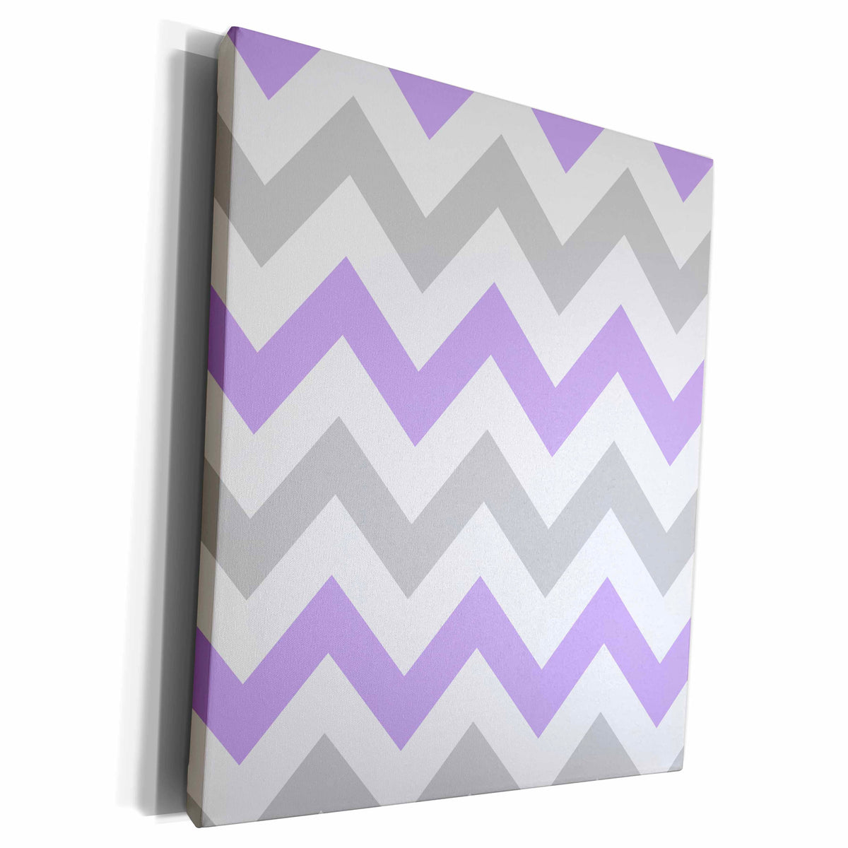 3dRose Lilac and grey Chevron zig zag pattern gray white... - Museum Grade Canvas Wrap (cw_179793)