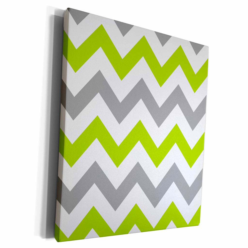 3dRose Green and Grey Chevron zig zag pattern light gray... - Museum Grade Canvas Wrap (cw_179803)