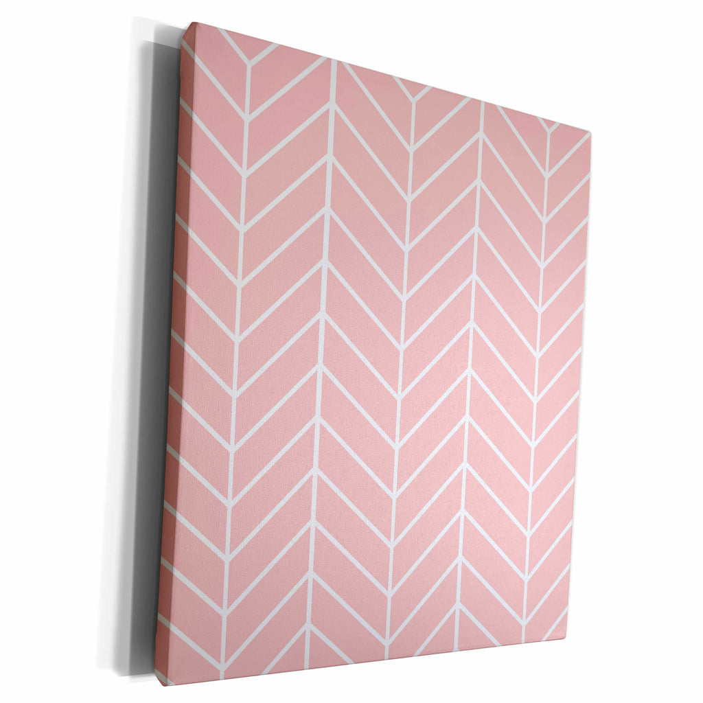 3dRose Coral Pink herringbone pattern - modern arrow feather... - Museum Grade Canvas Wrap (cw_179816)