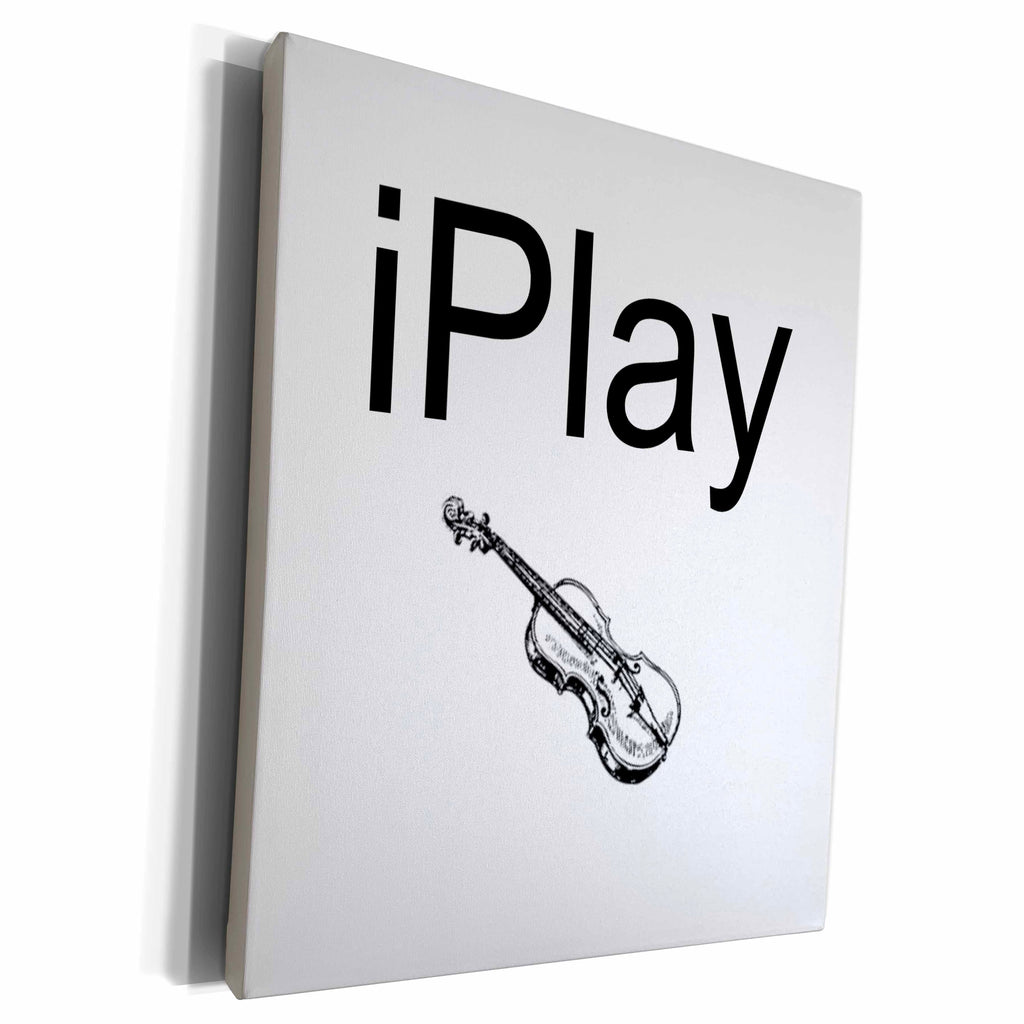 3dRose iPlay, black lettering on white background with... - Museum Grade Canvas Wrap (cw_180066)