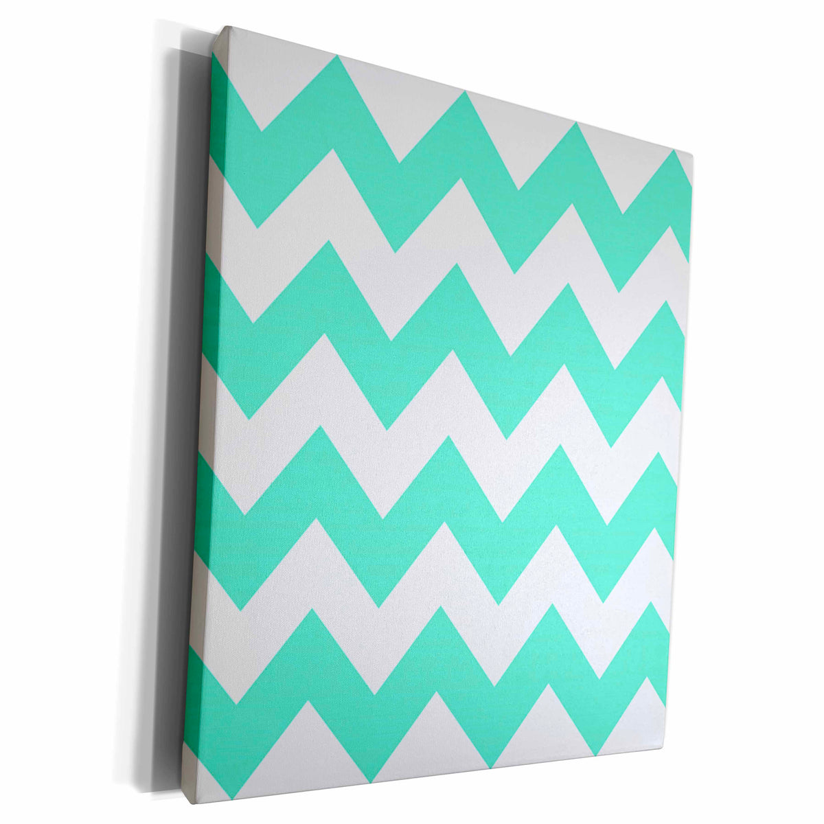 3dRose Mint and white chevron pattern - Museum Grade Canvas Wrap (cw_180273)