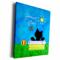 3dRose Cute Black Kitty Cat Summer Time Pool Fun - Museum Grade Canvas Wrap (cw_180750)