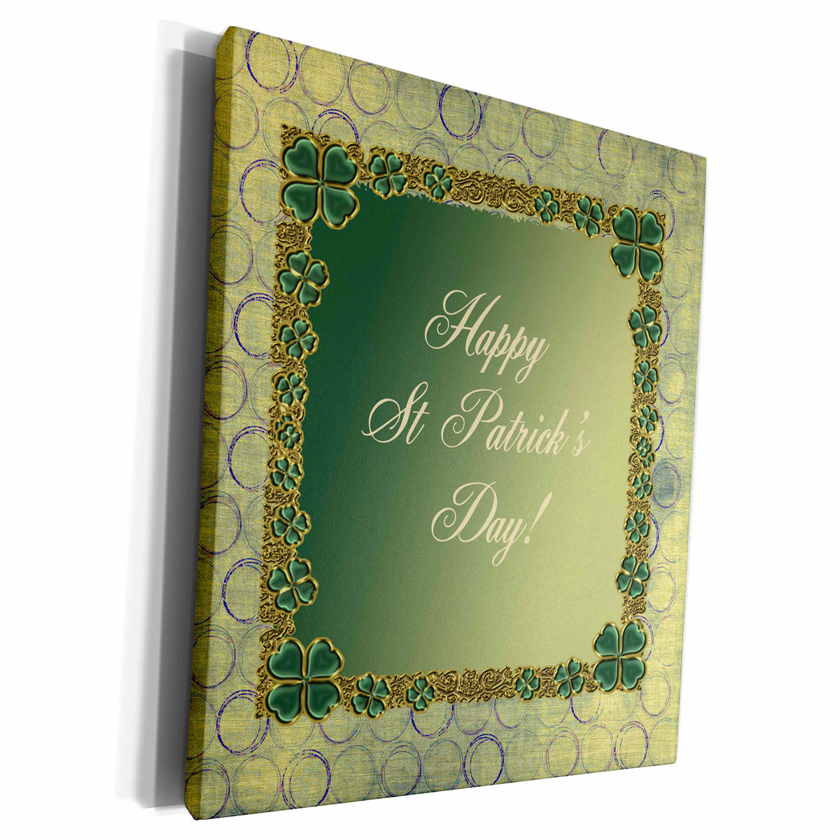 3dRose Jeweled Look Four Leaf Clover Circle Pattern Design,... - Museum Grade Canvas Wrap (cw_180854)