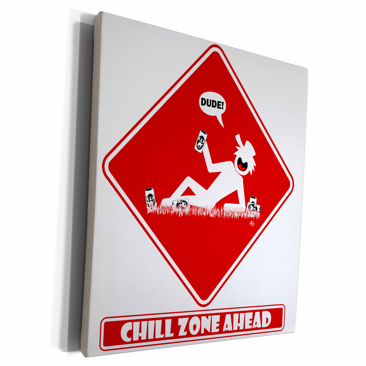 3dRose CHILL ZONE AHEAD red diamond 1 - Museum Grade Canvas Wrap (cw_18100)
