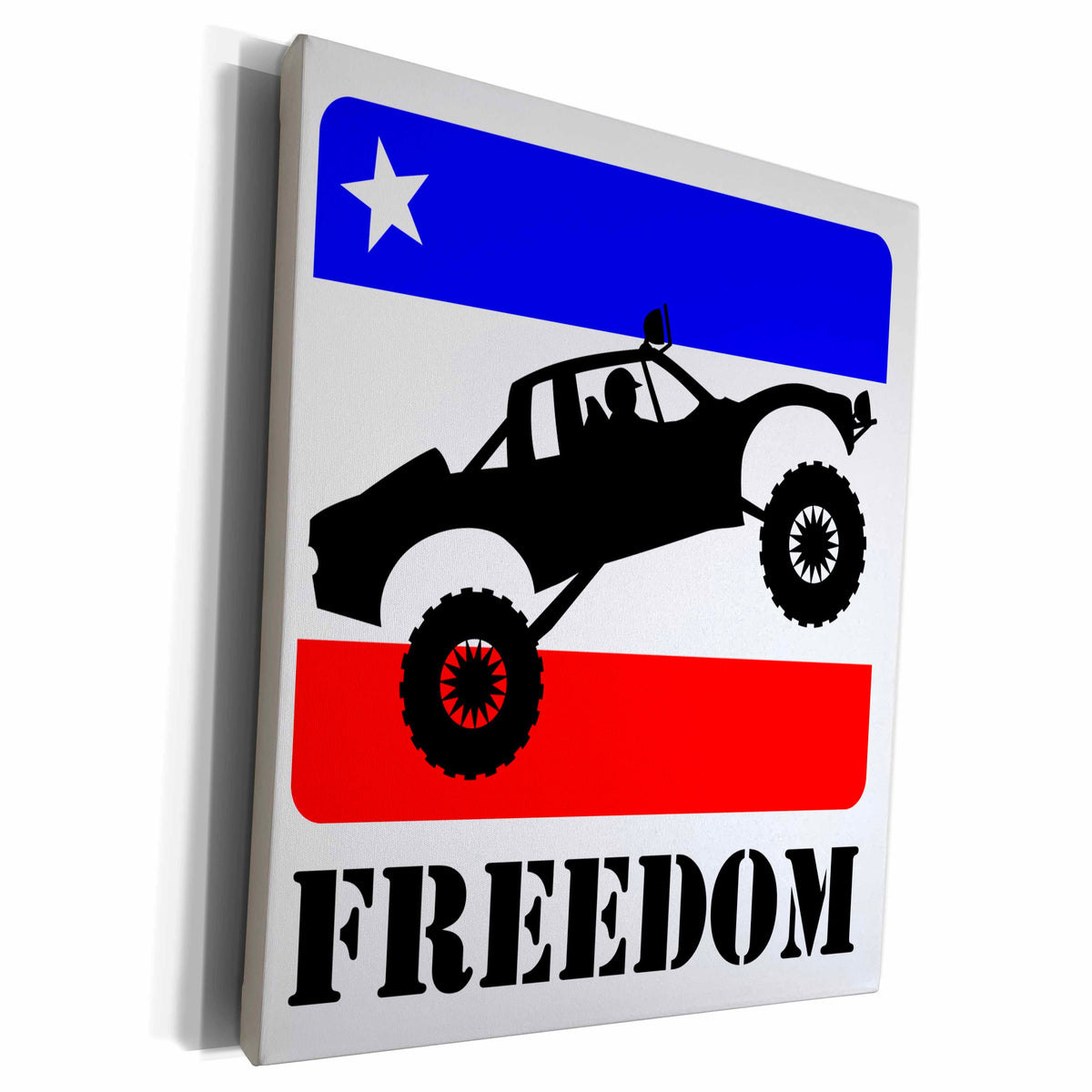 3dRose Pre-runner truck image getting air with freedom text,... - Museum Grade Canvas Wrap (cw_181188)
