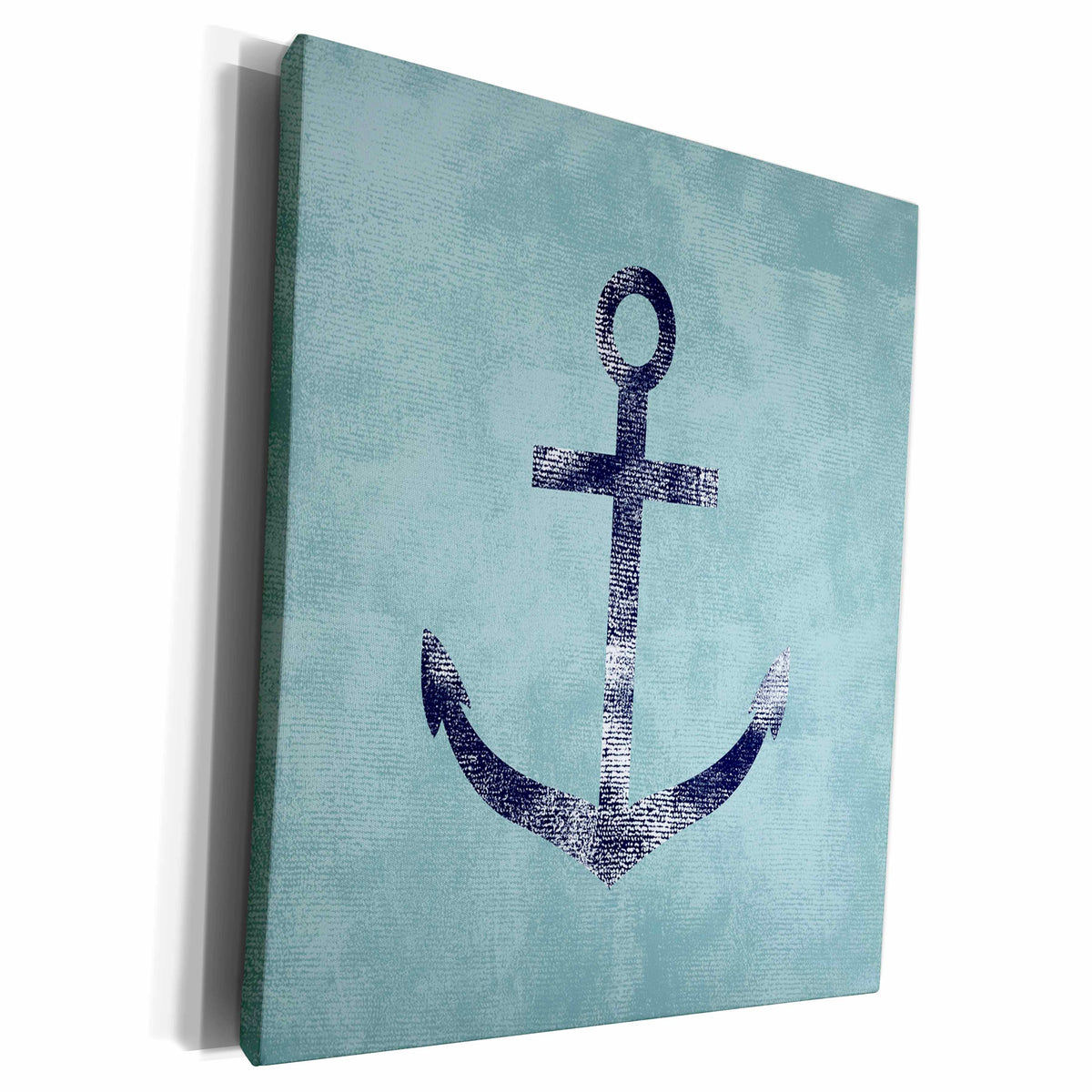 3dRose PS Beach - Nautical Blue Anchor - Museum Grade Canvas Wrap (cw_181239)