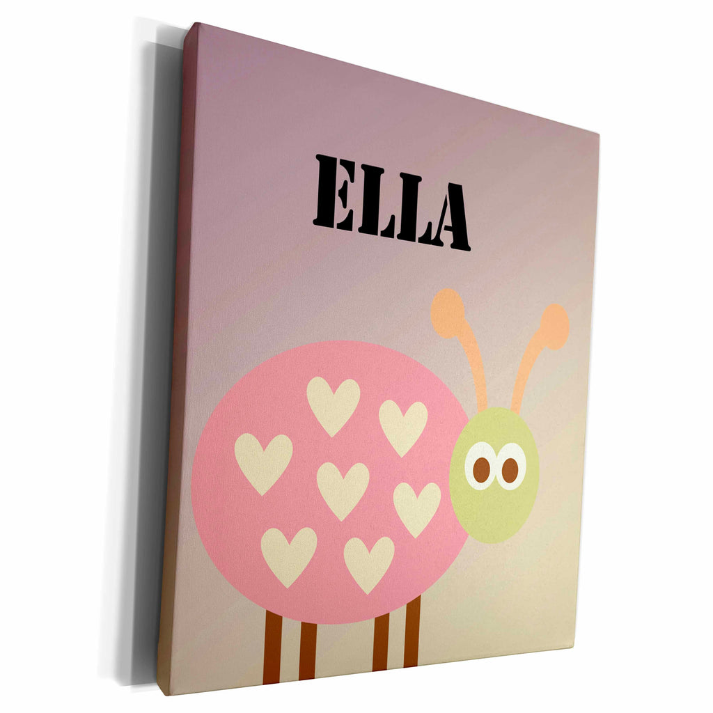 3dRose PS Name - Ella Girl Ladybug - Museum Grade Canvas Wrap (cw_181241)