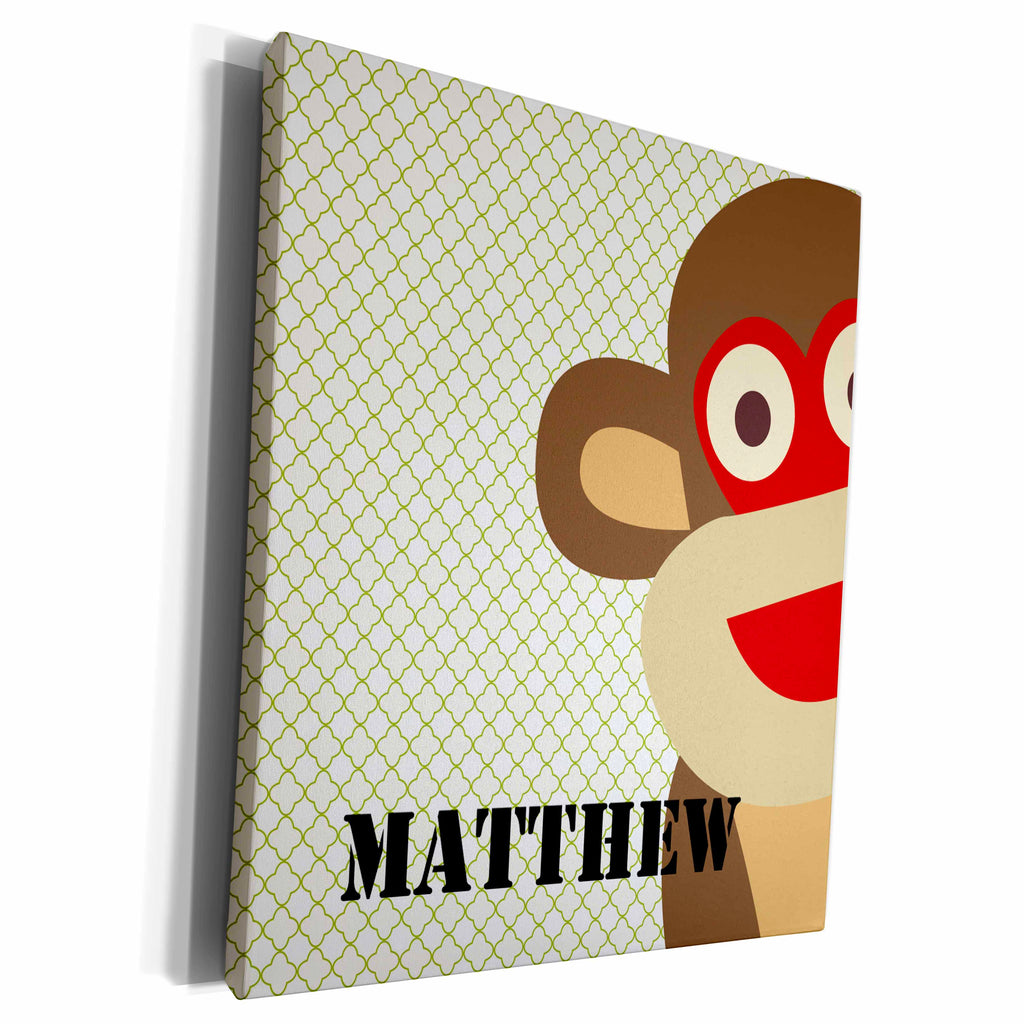 3dRose PS Name - Monkey Matthew for boys - Museum Grade Canvas Wrap (cw_181244)