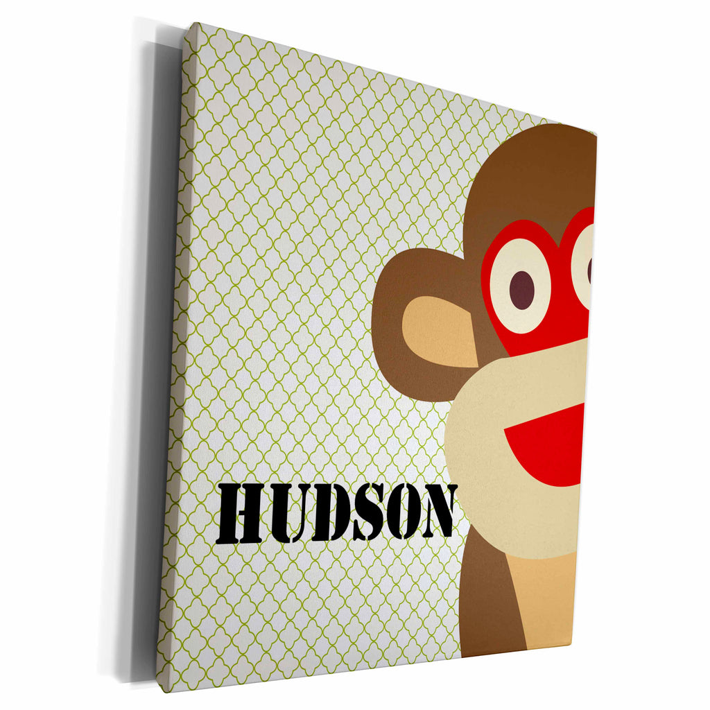 3dRose PS Name - Monkey Hudson boys name - Museum Grade Canvas Wrap (cw_181262)