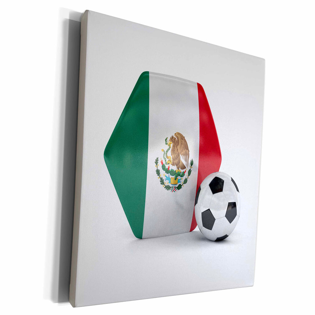 3dRose Carsten Reisinger - Illustrations - Mexico Soccer Ball - Museum Grade Canvas Wrap (cw_181910)
