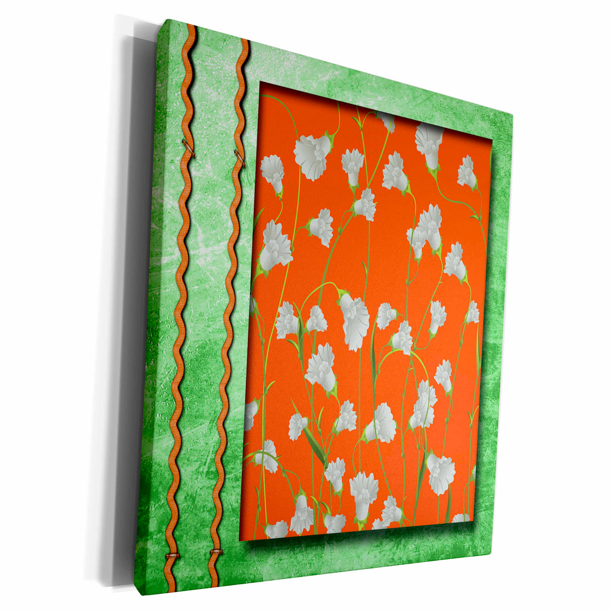 3dRose White Flowers over Orange - Museum Grade Canvas Wrap (cw_183024)