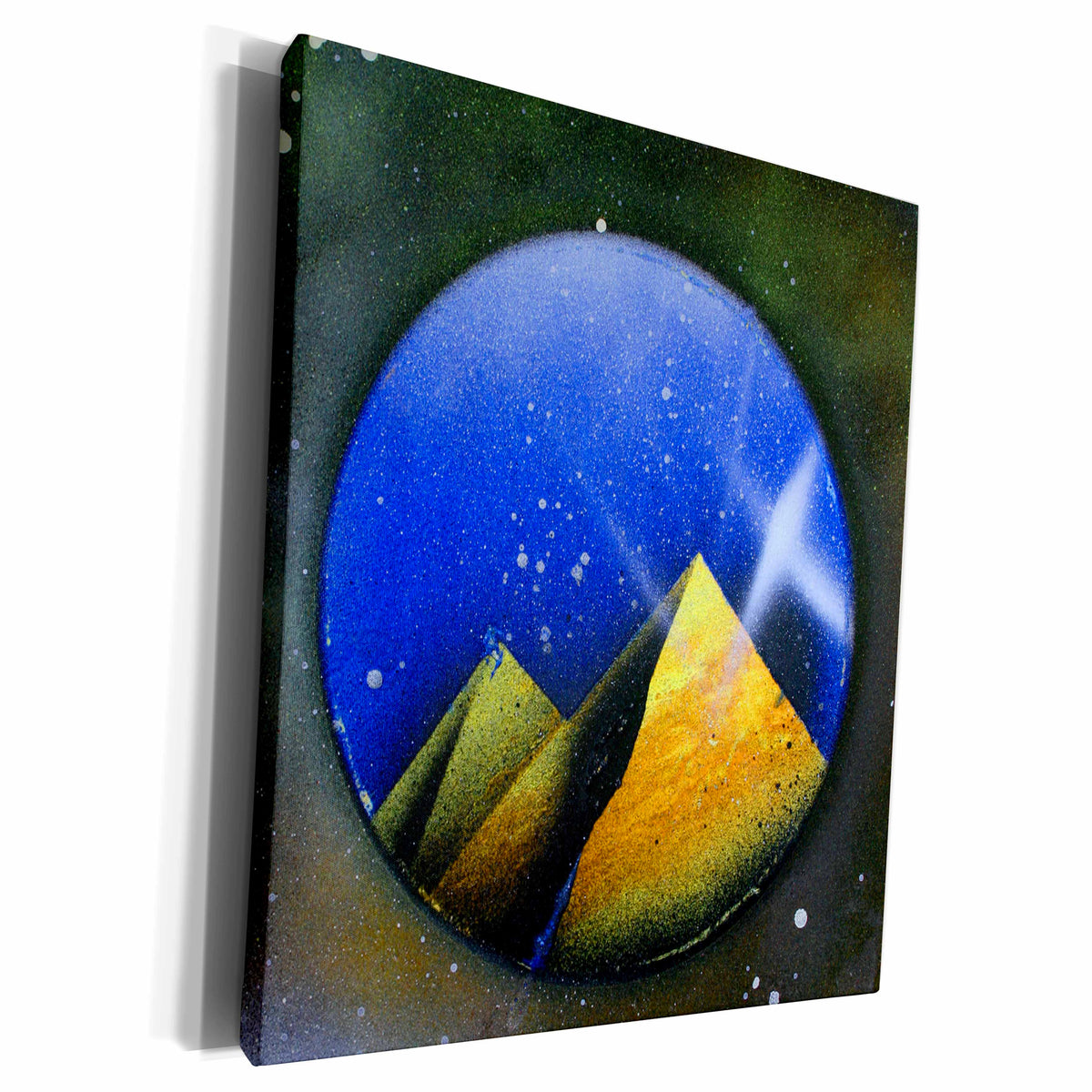 3dRose yellow pyramid blue planet - Museum Grade Canvas Wrap (cw_183176)