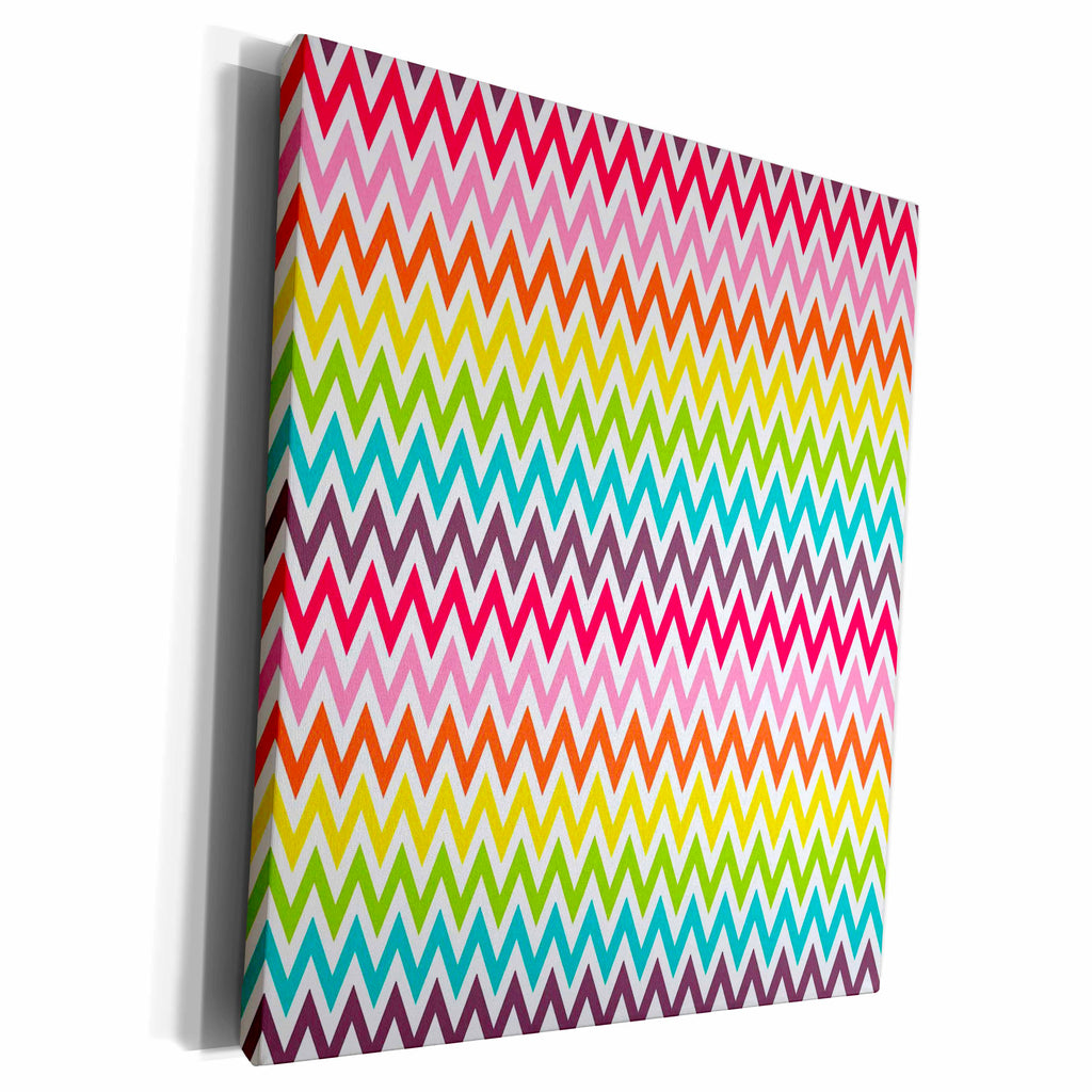 3dRose PS Abstract - Rainbow Chevron - Museum Grade Canvas Wrap (cw_183245)