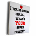 3dRose I teach second grade - whats your super power - Museum Grade Canvas Wrap (cw_183636)