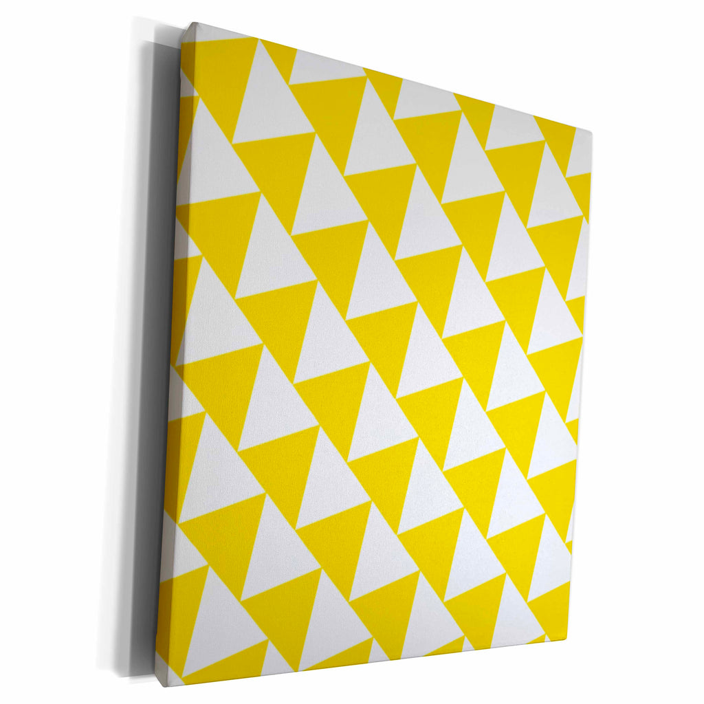 3dRose Triangle pattern - Yellow and white retro diagonal... - Museum Grade Canvas Wrap (cw_183912)