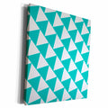 3dRose Triangle pattern - Turquoise and white retro diagonal... - Museum Grade Canvas Wrap (cw_183917)