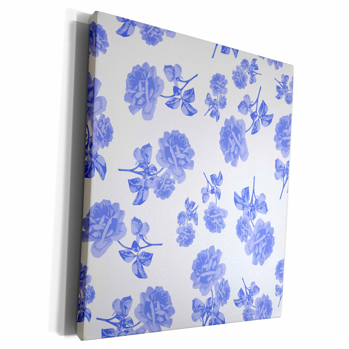 3dRose Blue and White Flower pattern inspired by oriental... - Museum Grade Canvas Wrap (cw_183969)