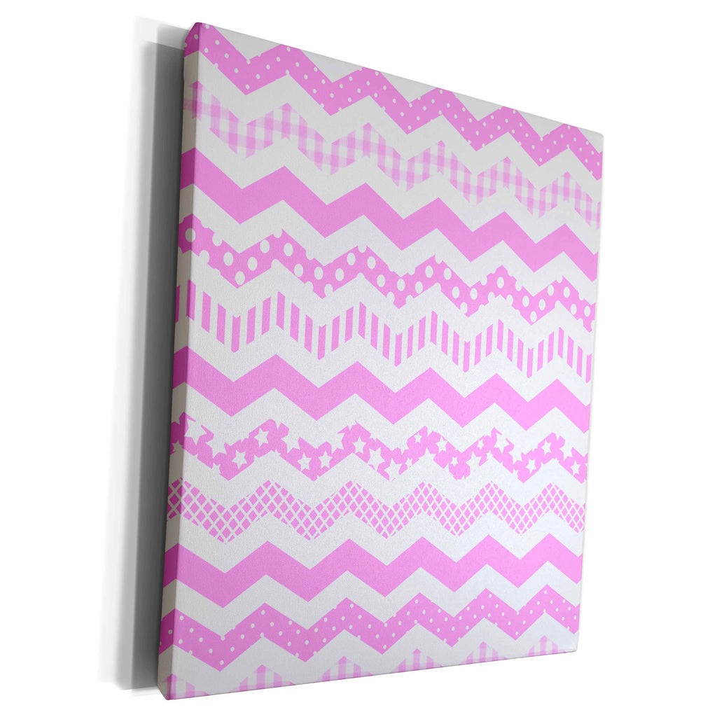 3dRose Pink Chevron zigzag pattern with a twist cute girly... - Museum Grade Canvas Wrap (cw_183971)