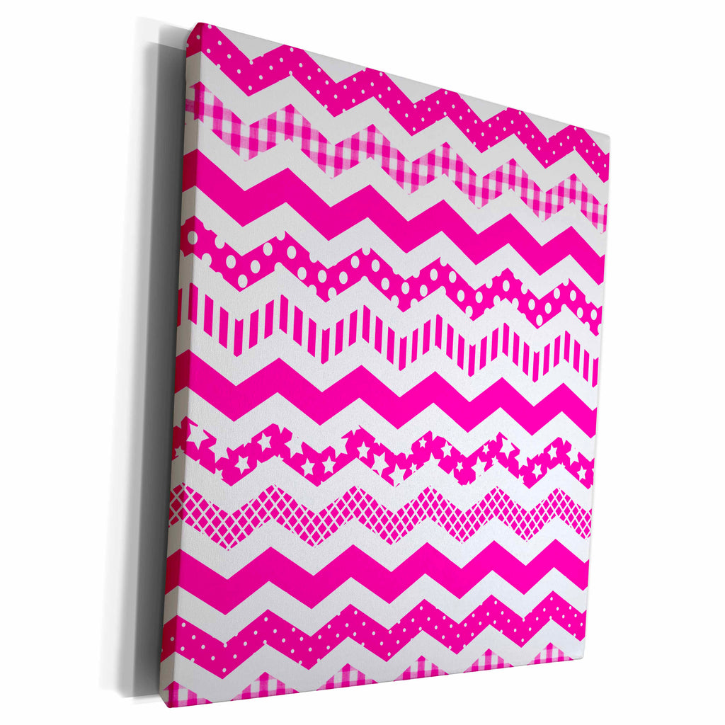 3dRose Hot Pink Chevron zigzag pattern with a twist - cute... - Museum Grade Canvas Wrap (cw_183980)