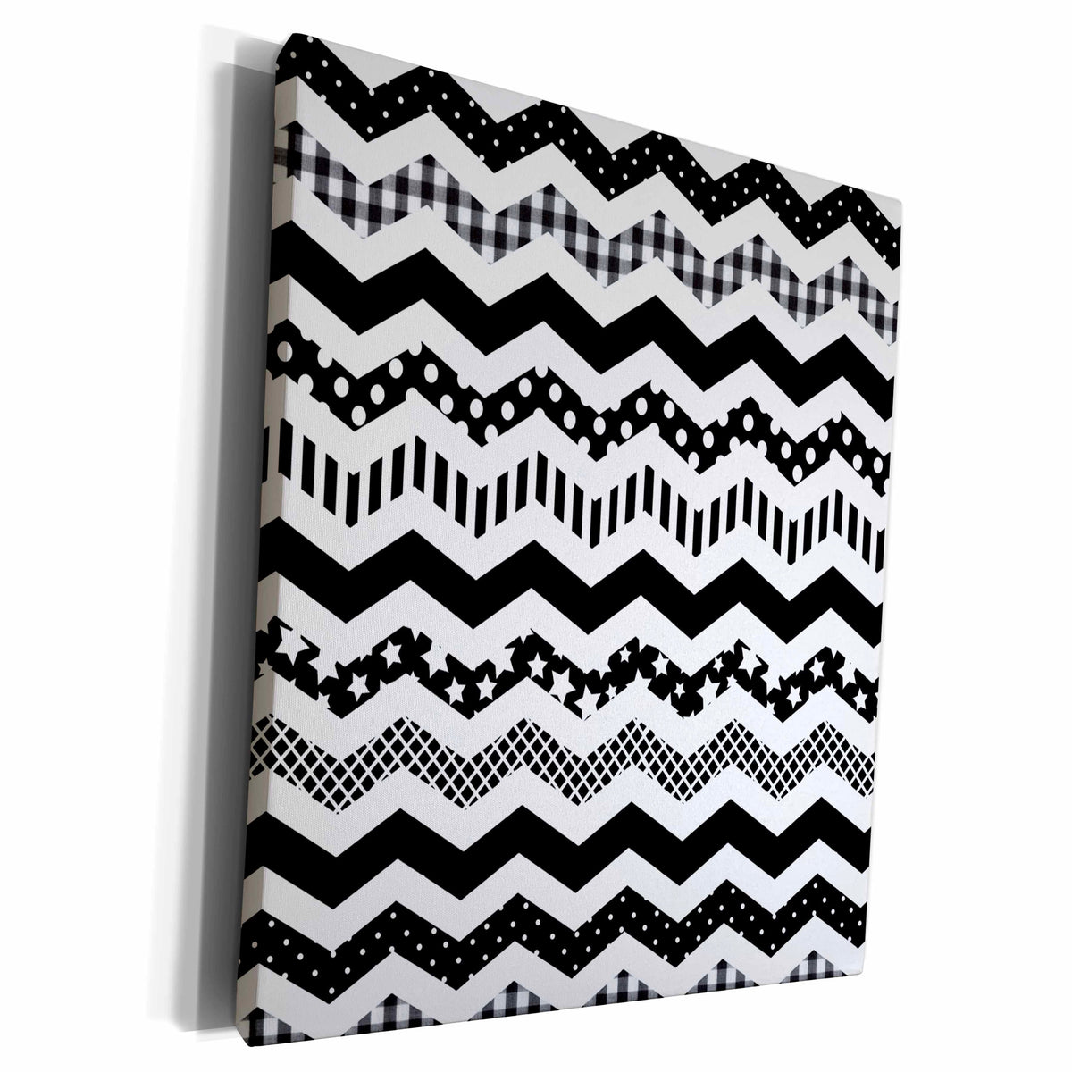 3dRose Black and White Chevron zigzag pattern with a twist... - Museum Grade Canvas Wrap (cw_183982)