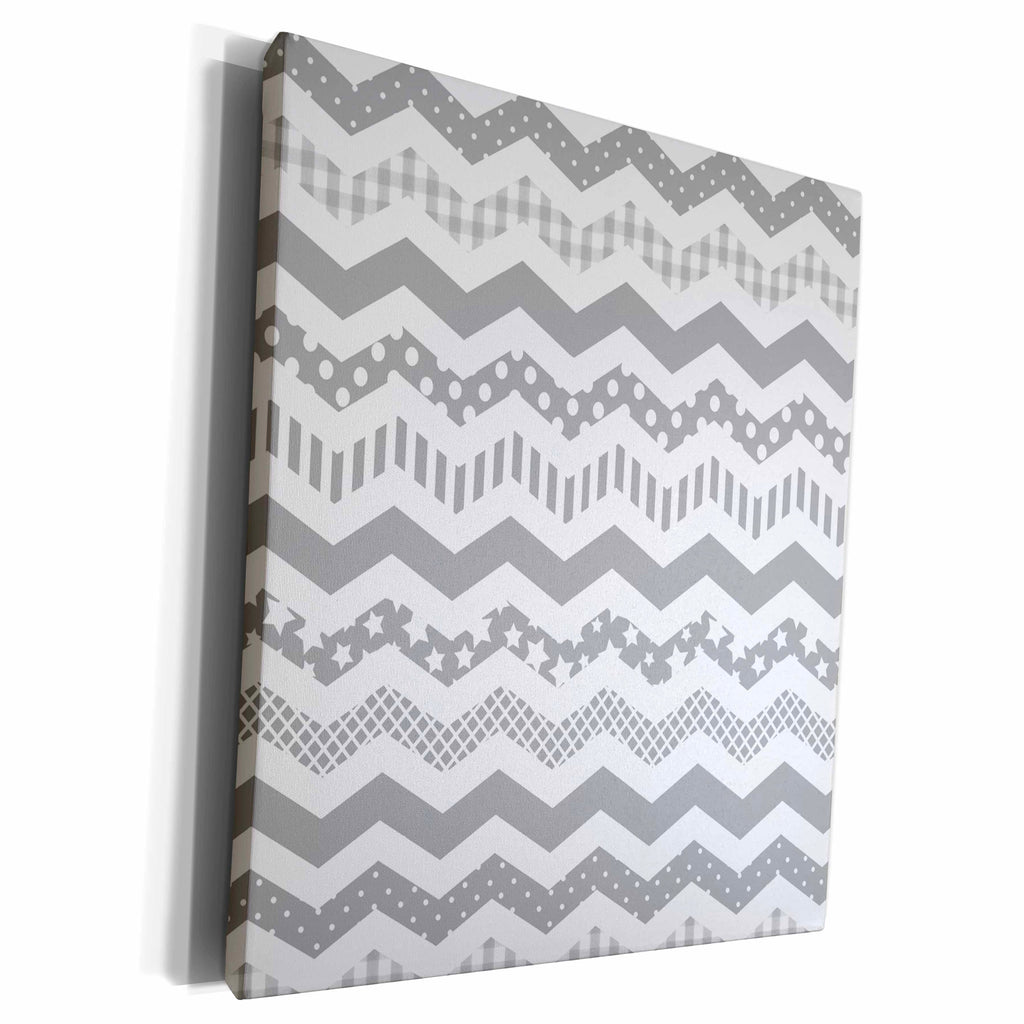 3dRose Grey Chevron zigzag pattern with a twist - cute... - Museum Grade Canvas Wrap (cw_183985)