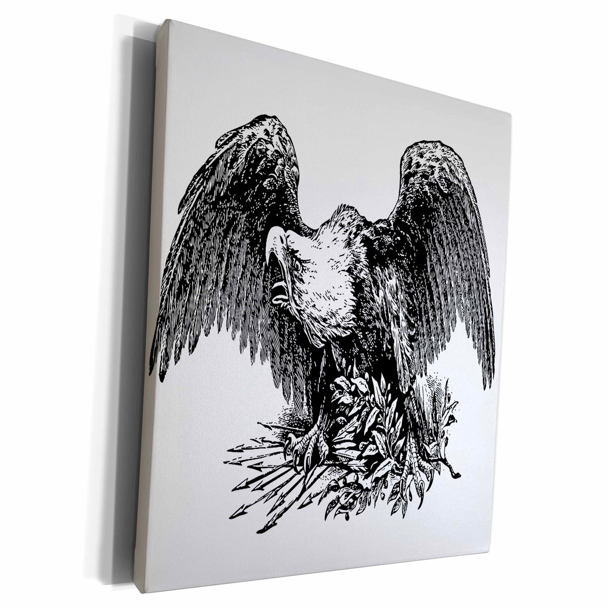 3dRose War Eagle Line-Art Cartoon Drawing - Museum Grade Canvas Wrap (cw_184368)