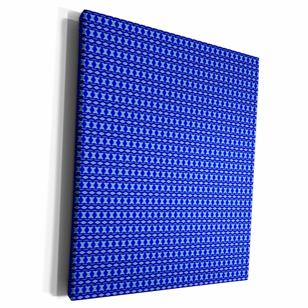 3dRose Textile Pattern Blue And White - Museum Grade Canvas Wrap (cw_18478)