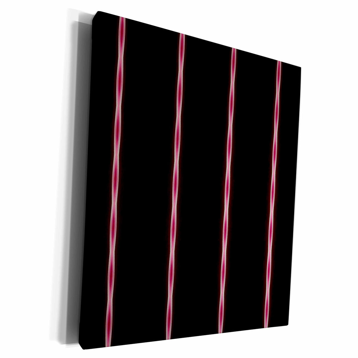 3dRose Textile Pattern Pink Wavy Stripe On Solid Black - Museum Grade Canvas Wrap (cw_18485)