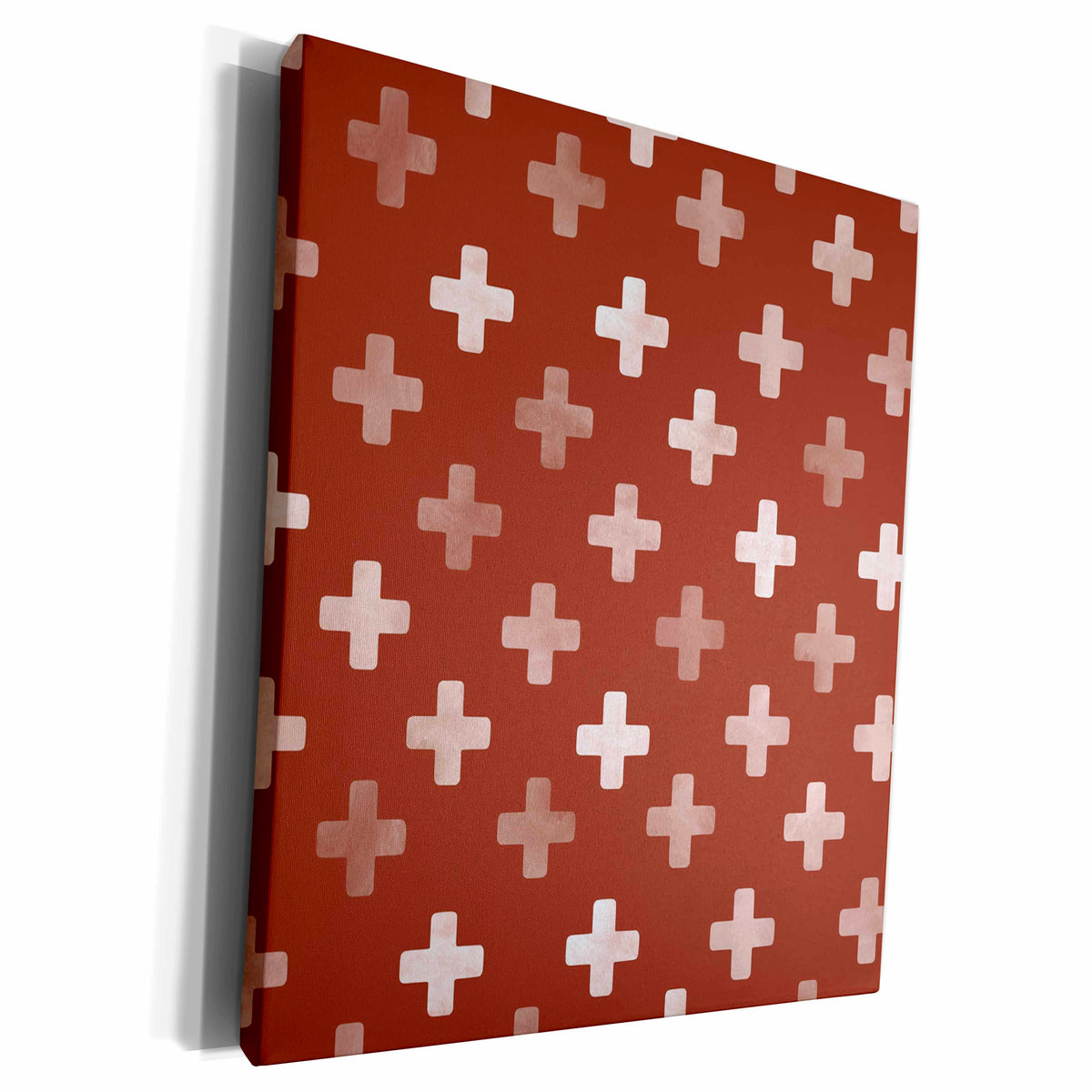 3dRose Chocolate Brown Swiss Cross pattern - plus design -... - Museum Grade Canvas Wrap (cw_184979)