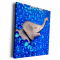 3dRose grey plastic elephant in blue balls - Museum Grade Canvas Wrap (cw_185150)