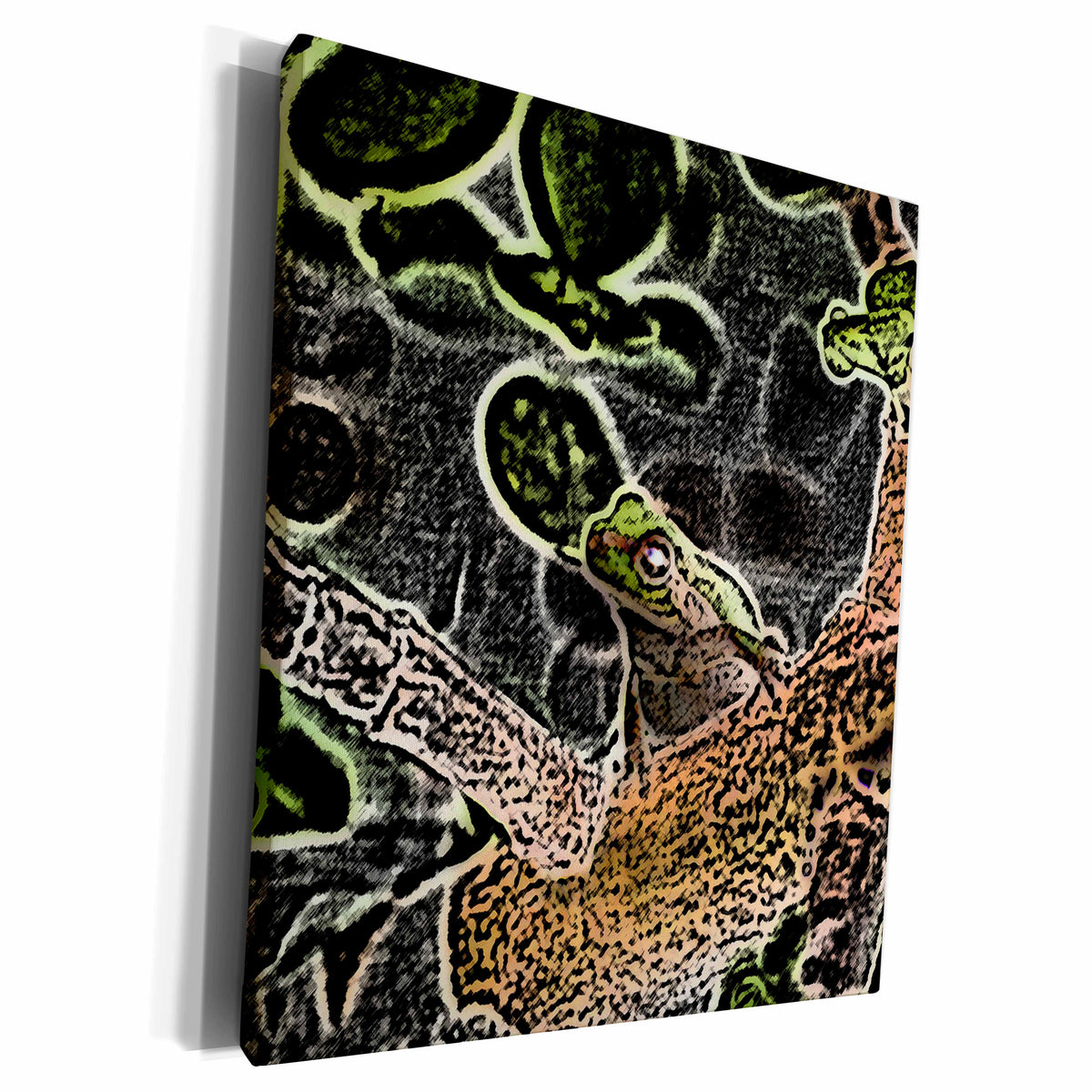 3dRose invert tree frog in tree painting - Museum Grade Canvas Wrap (cw_185164)